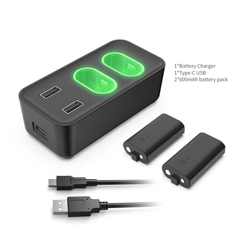 Kit Carregador Base Dock Duplo Charge Para Bateria de Controle Xbox Séries + 2 Baterias 800 mah + Ca