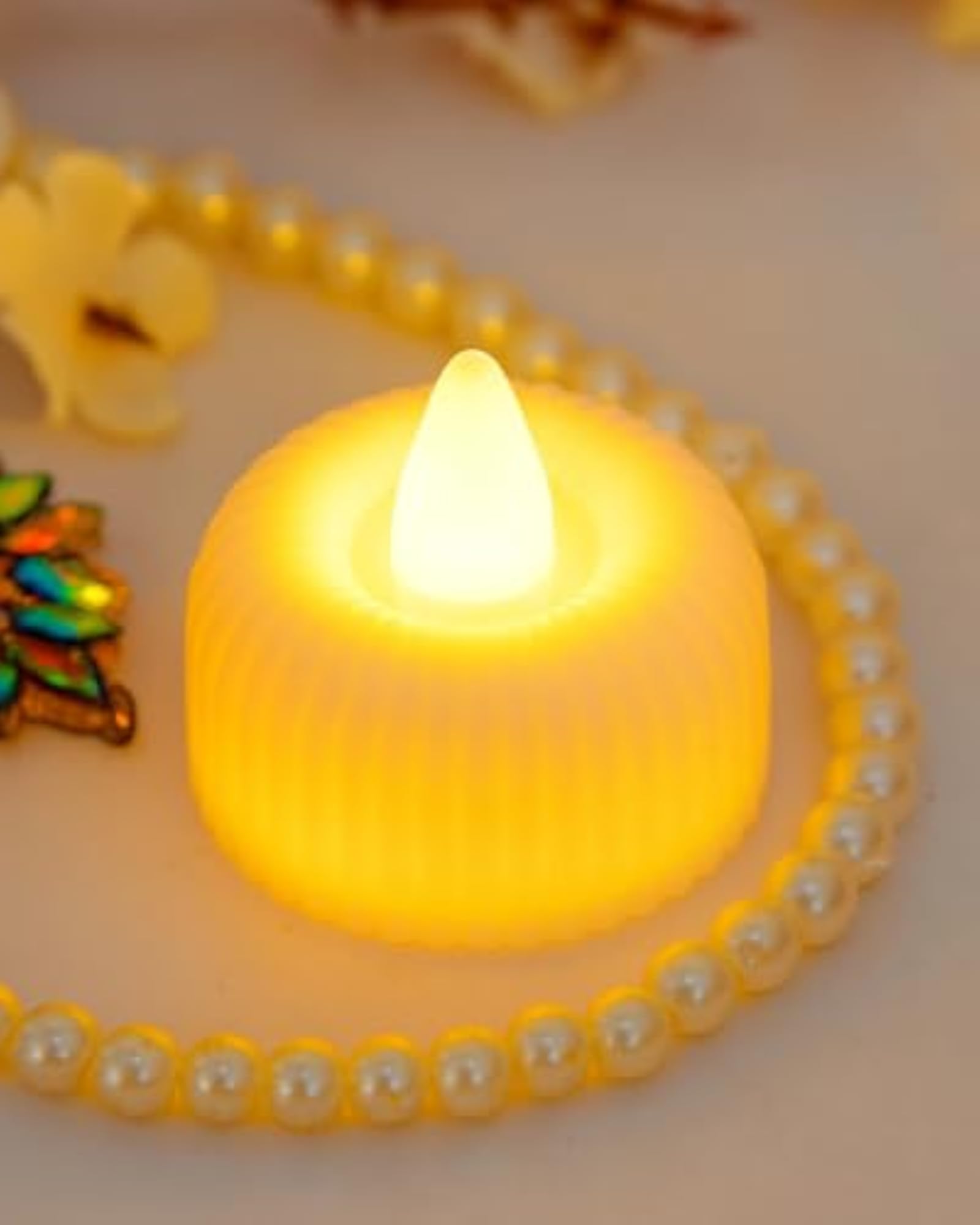 LED Decorative Tea Light Candle with Realistic Flame Glow