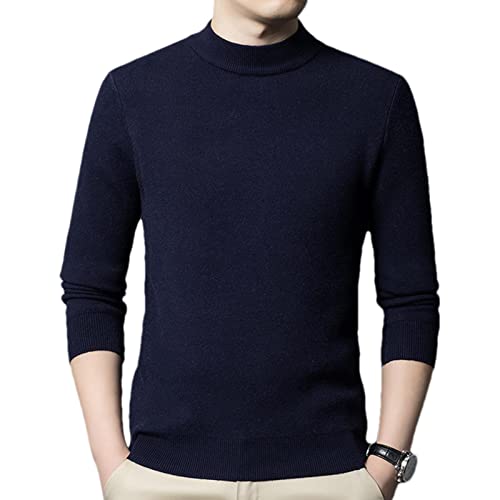 Gola alta para homens | camisola de manga comprida meia gola alta | Suéter básico de malha térmica c