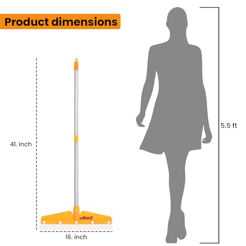 Image of Zureni Mach-3 Wiper 16 inch Foam Rubber Blade, Double Lamination Rod, 90cm Long Handle for Floor Cleaning, Wiping, and Dirt Removal in Bathroom, Kitchen & Pantry (Random Colours)