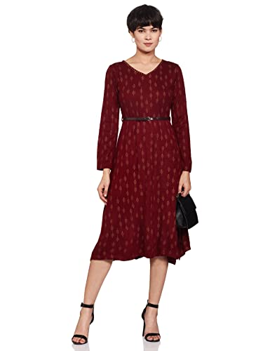 Image of Rangriti Maroon Acrylic Dress for Women