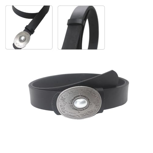 PU Leather Belt Pin Buckle Belt Oval Pearl Buckle Waist Belt Adult Waistband3