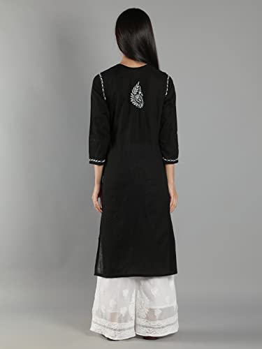Image of Seva Chikan Hand Embroidered Lucknowi Chikankari Cotton Kurta Kurti for Womens SCL4219