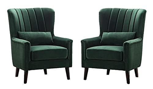 Image of Chair Armchair Single Sofa Chair for Small Apartments, Living Room or Bedroom Chair (Set of 2 Chairs) (Set of 2 Green)