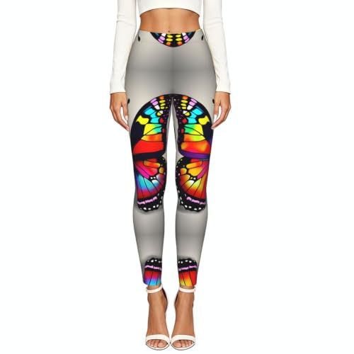 Leggings de compresión con colorido estampado de mariposas para mujer 2