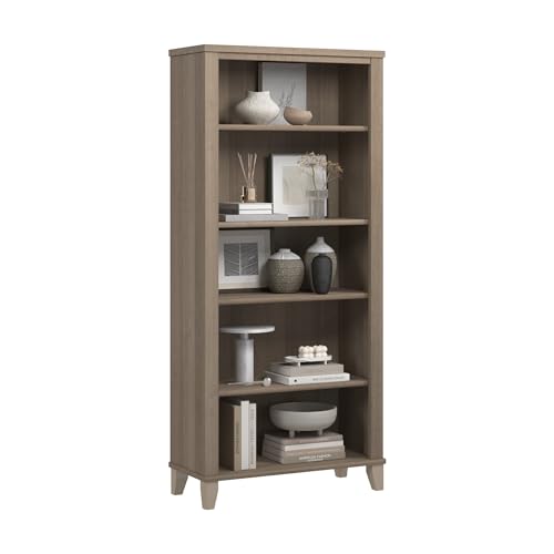 Bush Furniture Somerset 5 Shelf Bookcase in Ash Gray, Tall Bookshelf, Large Book Shelf for Living Room, Home Office, or Entryway