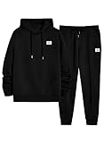 JMIERR Mens Outfits Track Suits 2 Piece Set Long Sleeve Drawstring Hoodie Sweatshirt & Joggers Sweatpants with Pockets, Fall Airport Tracksuit Sweatsuits Matching Lounge Sets, XX-Large, Black