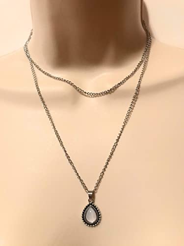 Aimimier Bohemia Layered Opal Choker Necklace Gemstone Necklace Teardrop Necklace Opal Gem Charm Pendant Necklace Gemstone Statement Jewelry For Women And Girls #TOP4