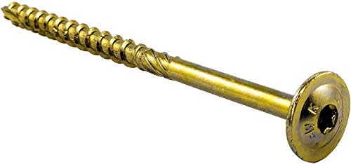 6 Viti Per Legno A Testa Piatta, Misura #6, Lunghezza 1-7/8", Attacco T-15, Punta A Coclea, Finitura Zincata Gialla, Marca Head