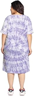 Wear Your Opinion Women's Plus Size Tie-Dye Printed Midi Knee Length Tshirt Dress