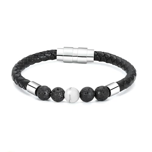 Bijoux de crémation en cuir tressé et acier argenté de haute qualité