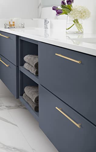 Image of Amerock | Cabinet Pull | Champagne Bronze | 12-5 /8 inch (320 mm) Center to Center | Bar Pulls | 1 Pack | Drawer Pull | Drawer Handle | Cabinet Hardware | 12-5 /8 inch (320mm) Center-to-Center Mounting Distance and 15-3 /4 inch Overall Length, Durable Carbon Steel Cabinet Hardware