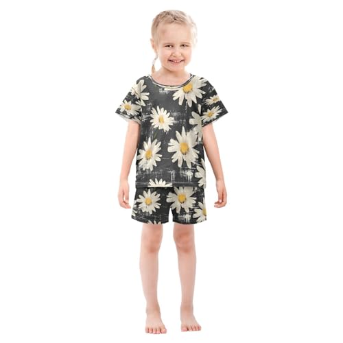 senya Short Sleeve Pajamas Sets Summer Cotton Sleepwear Flowers with Black3