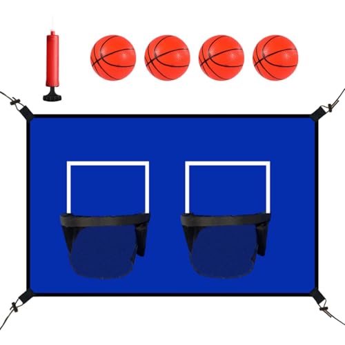 Baloncesto Goals Outdoor Set - Double Hoop System, Trampoline Attachment Rim, Kids Sports Play Equipment, Jump Activity Toy | Family Recreation Backyard Court Practice Indoor Outside Games Fun Energy