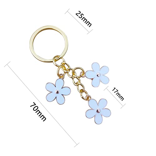 Meimimix Flowers Charms Enameled Keychain Chain Tassel Keyring For Women Girls Gifts Purse Bag Accessories (White) #TOP5