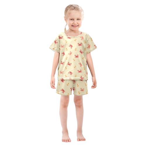 Cute Tiny Red Crabs Summer Cute Pajama Sets, Short Sets for Daily Wears and Sleep Wears3
