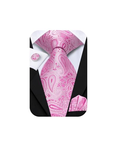 Image of Hi-Tie Mens 70inches Tie Set Extra Long Necktie for Men Cufflinks Handkerchief Big Tall Men Business Wedding