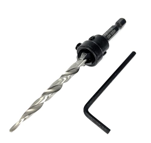 Image of FTG USA #14 (1 /4 inch) Tapered Wood Countersink Drill Bit w / 1 /2 inch Collar & Case | Adjustable 1 /2 inch depth stop collar helps control hole depth. Includes sharp tapered countersink bit and storage case
