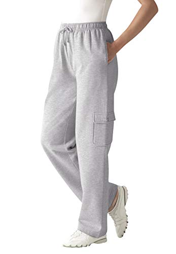 Woman Within Women's Plus Size Petite Better Fleece Cargo Sweatpant Pant - 5X, Heather Grey