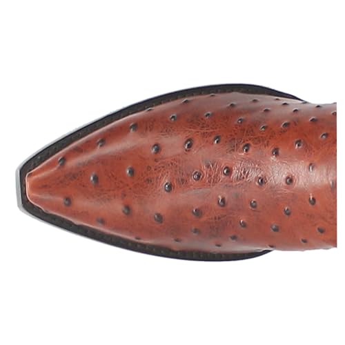 Dingo Mens Outlaw Embroidered Ostrich Print Snip Toe Pull On Casual Boots Mid Calf - Brown4