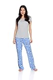 Nite Nite Munki Munki Women's Soft Jersey Knit Short Sleeve and Pant 2-Piece Pajama Set, Yoga Animal, XS