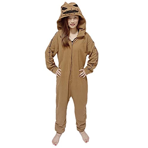 BYHai Oogie Boogie Costume Adult Onesie Animal Pajamas Halloween Cosplay Costumes Jumpsuit Sleepwear Outfit for Women Men S Brown