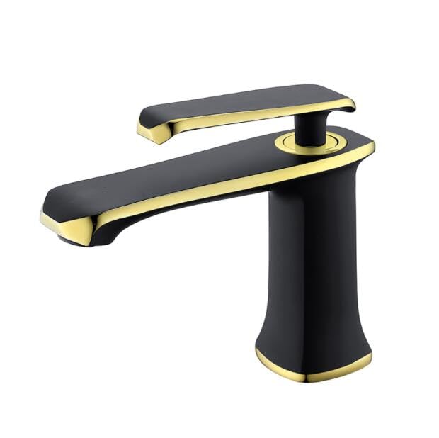 Robinet de salle de bain de luxe en laiton or et noir mat pour vasque et toilette
