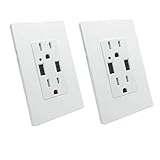 Wall Outlet with USB - LASOCKETS Dual USB Ports 4.2A DC White Charger Socket,2-Outlet 15A TR Duplex Receptacle, for iphoneX,iphone 8/8 plus,Samsung Galaxy and more, with 4 Free Wall Plates, UL Listed