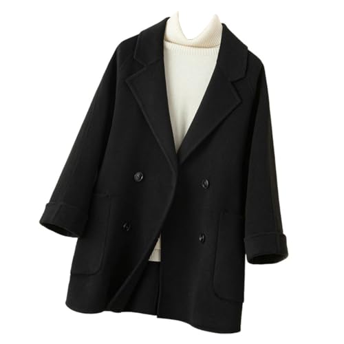 Veste en cachemire femme mi-longue manteau hiver tweed double face