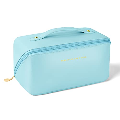 Aucuu Bolsa de Cosméticos de Viaje de Gran Capacidad, Bolsa de Maquillaje de PU de Primera Calidad, Bolsa de Lavado de Viaje Multifuncional y Portátil de Viaje con Asa y Cremallera, para Viajes, Baño