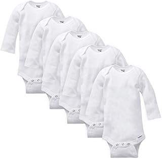 Gerber Baby 5-Pack Organic Long-Sleeve Onesies Bodysuit, White, 6-9 Months