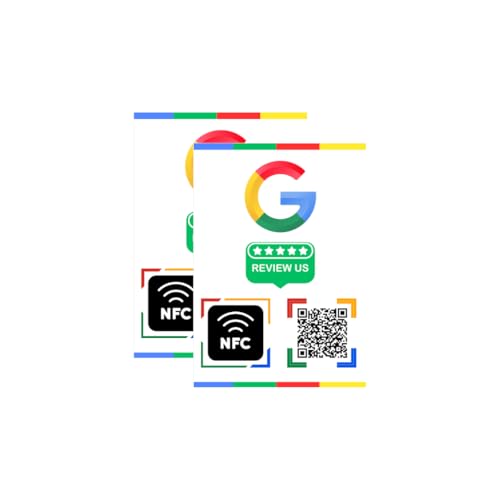 Set of 2 Reusable Review Tap Stickers - NFC & QR Pack for iPhone & Android by EluminaVision
