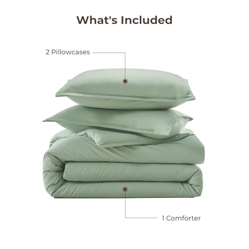 Litanika Twin/Twin XL Comforter Set Sage Green, 2 Pieces Comforter Sets Soft Down Alternative Comforter All Season Quilt Blanket (66x90In Comforter & 1 Pillowcase) - Thumbnail 7