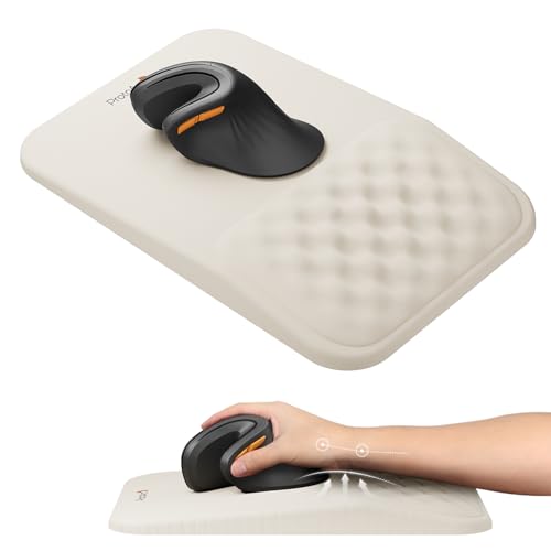 ProtoArc MP50 Ergonomic Mouse Pad with Wrist Rest, MP50 Mousepad with Massage Design, Soft Memory Foam and Non-Slip PU Base for Pain Relief, Desk, Home, Office, 12x8 Inches, Beige