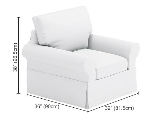 The Armchair Cover is Sofa Slipcover Replacement. It Fits Pottery Barn PB Basic Chair (39.5" Wide, Not Grand Chair) or Armchair (Beige Basic)