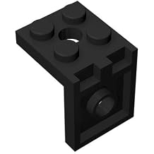 Classic Black Bracket Plate Bulk - 50 Piece Set, 2x2-2x2 with 2 Holes, Compatible with Lego Parts and Pieces
