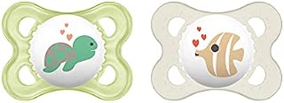MAM Original 542420 BPA Silicone Dummies with Unisex Designs for Ages 0-6 Months [Double Pack in Assorted Colours], Packaging and Instructions in Foreign Language