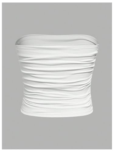 Floerns Girl's 2 Piece Strapless Tube Top Ruched Basic Sleeveless Undershirt4