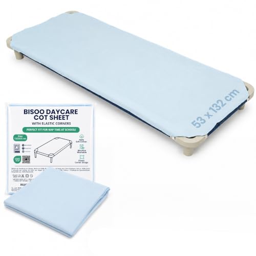 Bisoo Drap Housse Couchette Crèche Garderie 53x132 Coton - 1 Unité Bleu