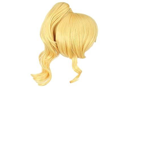 Cos-Animefly Love Live Eli Ayase Wig Cosplay Yellow Split Ring Short Ponytail for Cosplay Party Halloween Show
