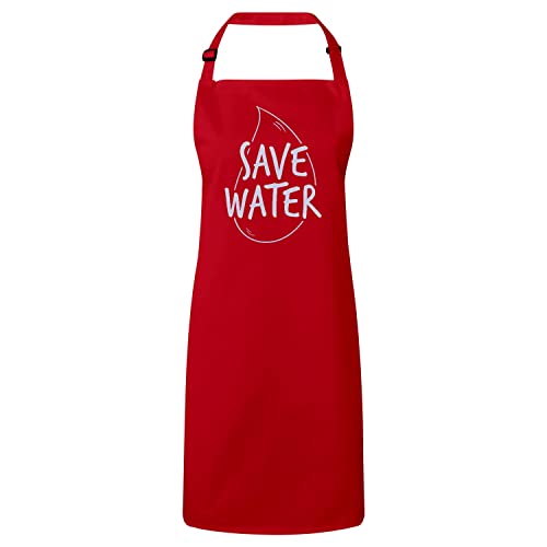 Tablier cuisine rouge bio Save Water écologie environnement pour cuisinier écoresponsable