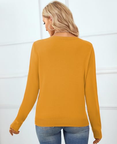 Image of QUALFORT Women's 100% Cotton Sweater, Basic Lightweight Long Sleeve Pullover
