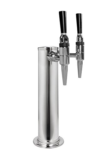 Image of Kegco DT145-2P-STOUT 14 inch Tall Polished Stainless Steel Tower - Stout Faucets, 2 Faucet