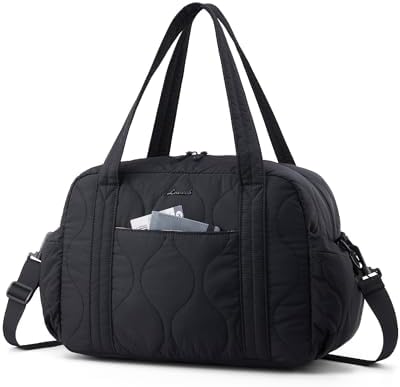 LOVEVOOK Gym Bag for Women, Puffer Travel Duffle Bag with Wet Pocket, Lightweight Carry On Bag Weekender Overnight Bag with Toiletry Bag, Multiple Pockets Personal Item Travel Bag for Airplanes