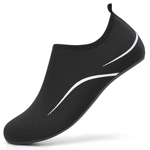 RUOMU Scarpe Scoglio Uomo Donna Scarpette per Scogli Water Shoes Scarpe per Mare Antiscivolo Scarpe Spiaggia Scarpe Acquatiche per Sport Acquatici Parco Acquatico.(Nero,40 EU)