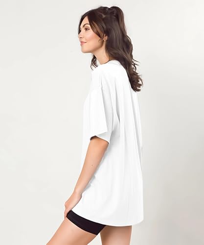 Image of SHODOX Bio-Washed Anti Bacterial 100% Pure Cotton Women's Oversized Aesthetic Premium Printed T-Shirt | Cozy Soft, Less Wrinkles Loose Fit, Drop Shoulder, Korean Baggy Style Tees for Girls