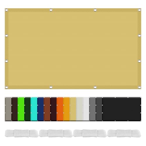 Tissu d'ombrage 2x5,5 m jaune sable avec oeillets résistant aux UV