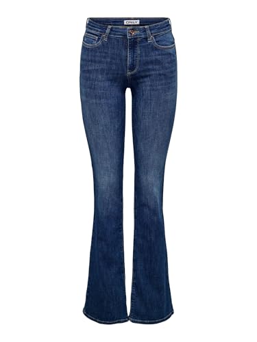 ONLY Damen Onlann Mid DNM Soo615 Noos Flared Fit Jeans, Dark Blue Denim, L / 32L