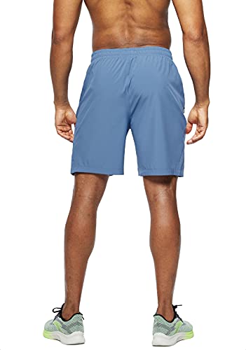 Pudolla Men's Workout Running Shorts Lightweight Gym Athletic Shorts For Men With Zipper Pockets (Blue X-Large) #TOP2