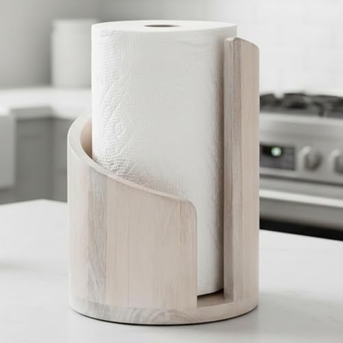 Soporte para toallas de papel anticaída con base de madera estable para encimera 6